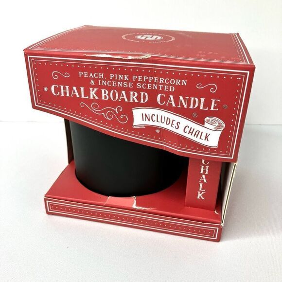 Home Decor Black Chalkboard Peach Peppercorn & Incense Scented Candle 5x4 - Picture 2 of 7